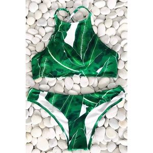 Cupshe Forest Leaves Print Tank Padding Bikini Set